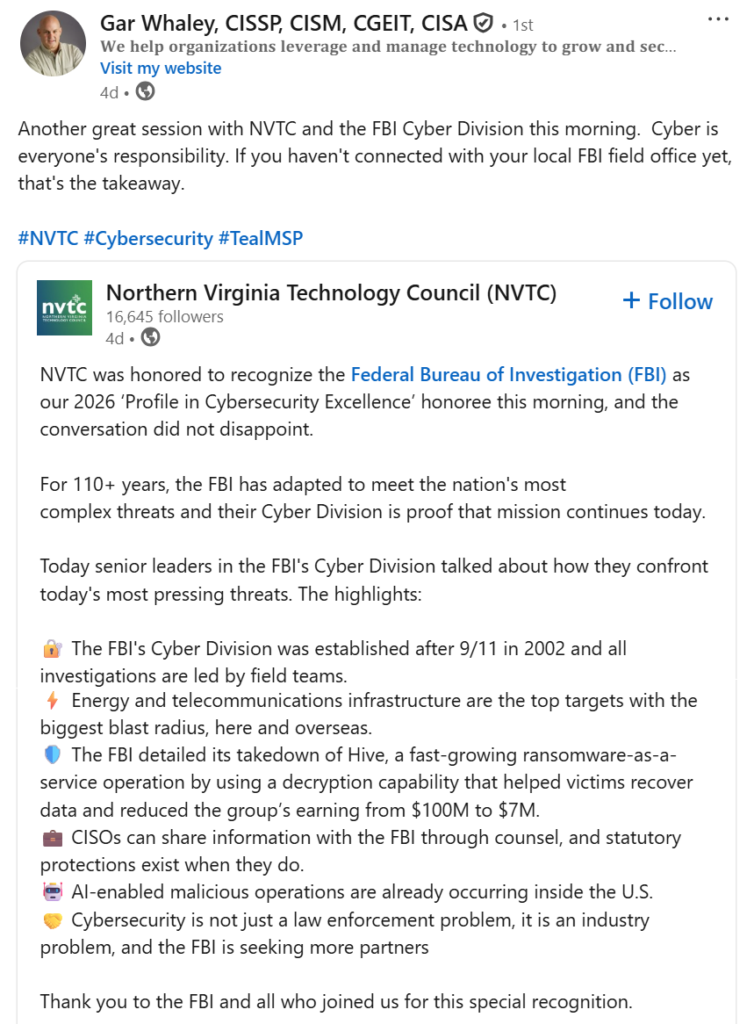 Gar LI Post NVTC